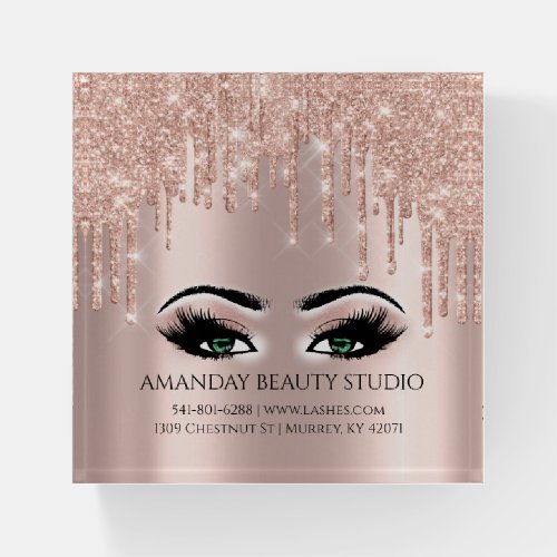 Makeup Artist Eyelashes Princess Rose Green Eyes Paperweight