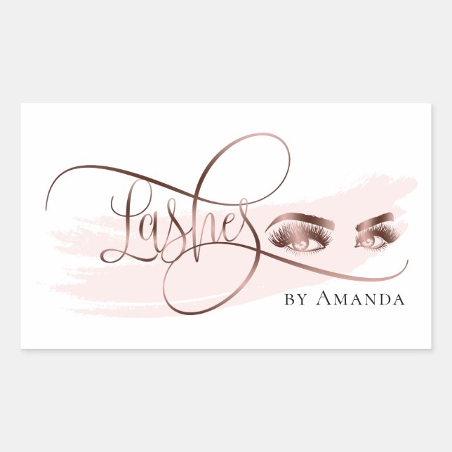 Makeup artist Eyelashes Rose Gold Beauty Salon Eye Rectangular Sticker (Front)