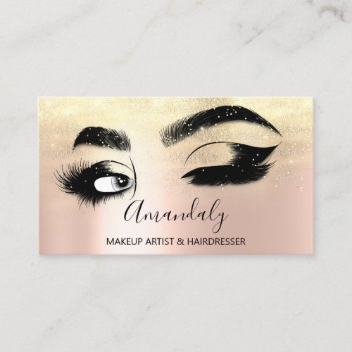 Makeup Artist Eyelashes Rose Gold Microblade Brow Business Card