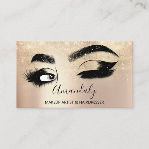 Makeup Artist Eyelashes Rose QRCODE Logo Brows  Business Card
