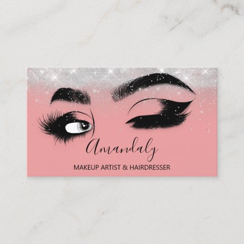 Makeup Artist Eyelashes Silver Blush Gray  Brows Business Card