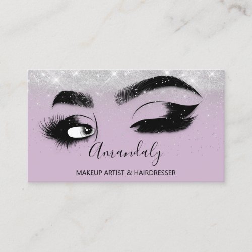Makeup Artist Eyelashes Silver Gray Purple Brows  Business Card