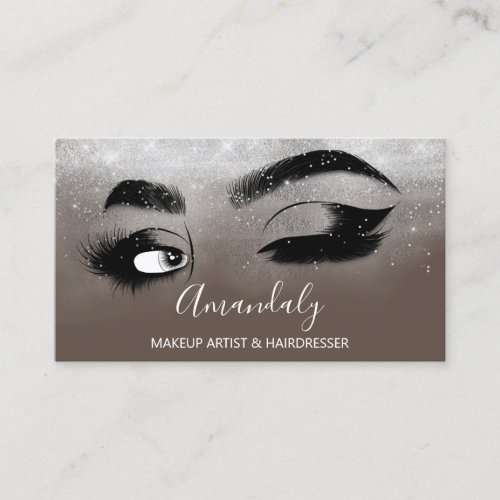 Makeup Artist Eyelashes Silver Smoky Brows Business Card