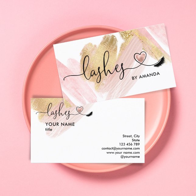 Makeup Artist  Eyes Lashes Blush Pink Glitter Busi Business Card (Creator Uploaded)