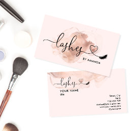 Makeup Artist  Eyes Lashes Blush Pink Watercolor B Business Card