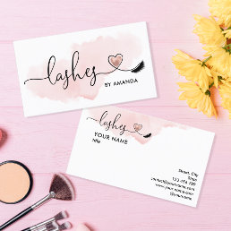 Makeup Artist  Eyes Lashes Blush Pink Watercolor Business Card