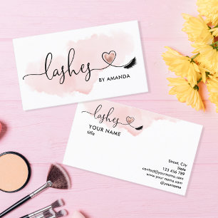 Makeup Artist Eyes Lashes Blush Pink Watercolor Business Card