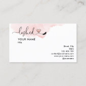 Makeup Artist  Eyes Lashes Blush Pink Watercolor Business Card (Back)