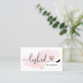 Makeup Artist  Eyes Lashes Blush Pink Watercolor Business Card (Standing Front)