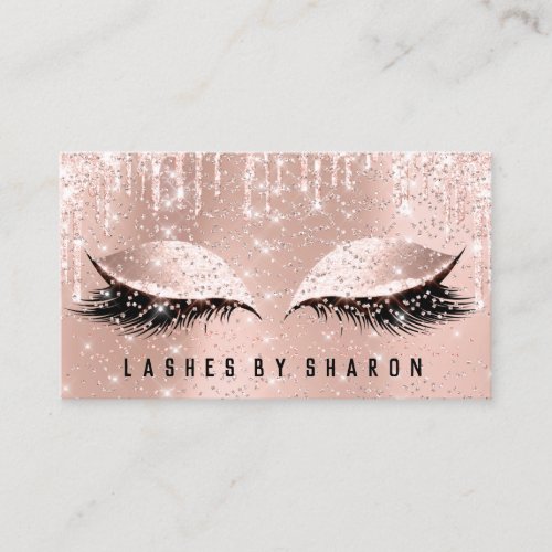 Makeup Artist Eyes Lashes Crystal Drips Rose Lux Business Card