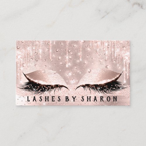 Makeup Artist Eyes Lashes Crystal Drips Rose Spark Business Card