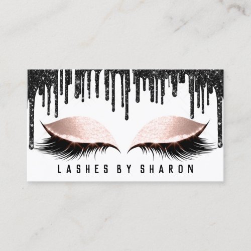 Makeup Artist Eyes Lashes Crystal Drips Rose White Business Card