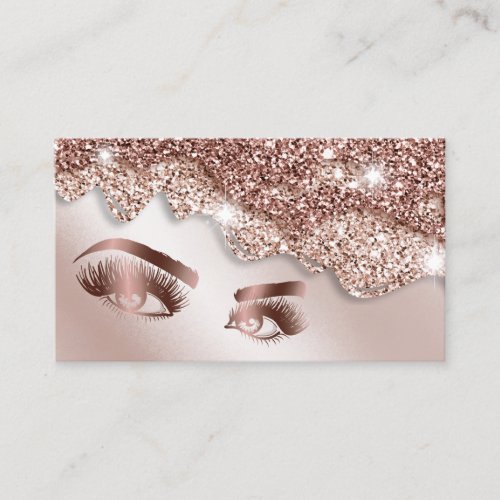 Makeup Artist  Eyes Lashes Dripping Rose Gold Business Card