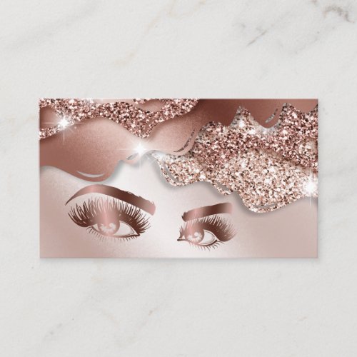 Makeup Artist  Eyes Lashes Dripping Rose Gold Business Card