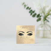 Makeup Artist Eyes Lashes Extension Gold Square Square Business Card (Standing Front)