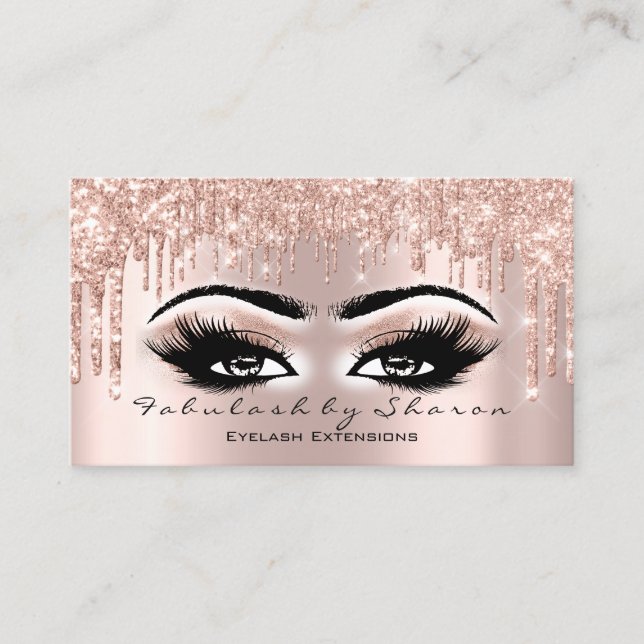 Makeup Artist Eyes Lashes Glitter Drip Blush Spark Business Card (Front)