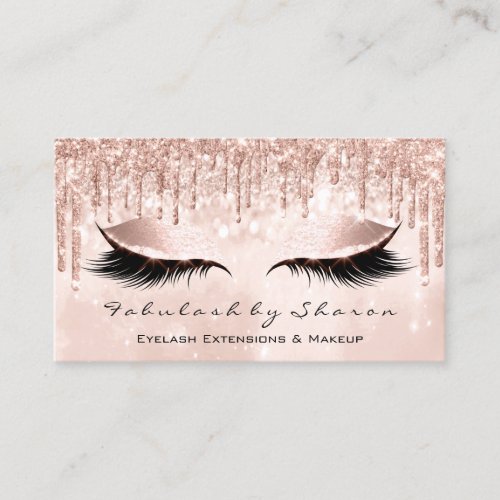 Makeup Artist Eyes Lashes Glitter Drips Rose Blush Business Card