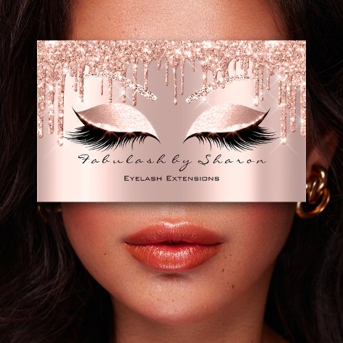 Makeup Artist Eyes Lashes Glitter Drips Rose Blush Business Card