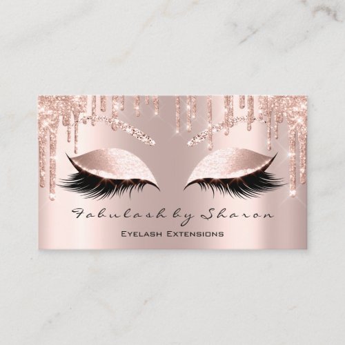 Makeup Artist Eyes Lashes Glitter Drips Rose Brown Business Card