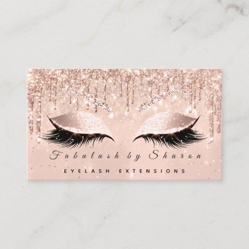 Makeup Artist Eyes Lashes Glitter Drips Rose Brown Business Card