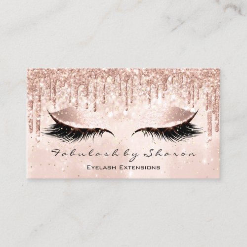 Makeup Artist Eyes Lashes Glitter Drips Rose Gold1 Business Card