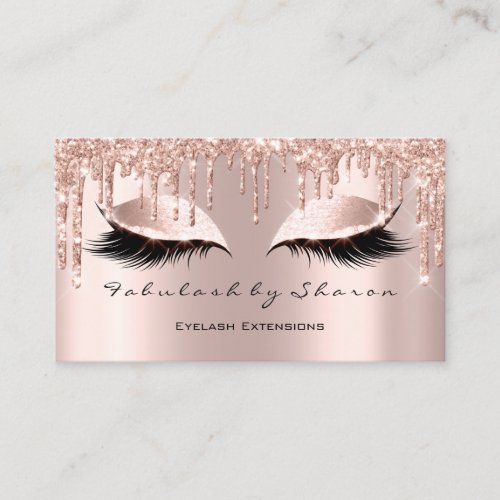 Makeup Artist Eyes Lashes Glitter Drips Rose Gold Business Card