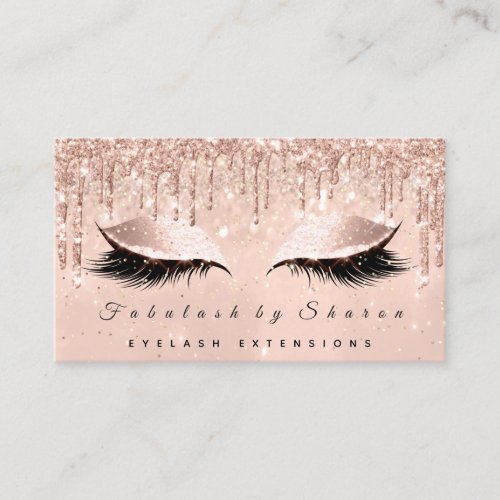 Makeup Artist Eyes Lashes Glitter Drips Rose Gold Business Card