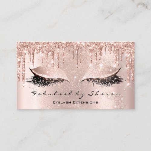 Makeup Artist Eyes Lashes Glitter Drips Rose Powde Business Card