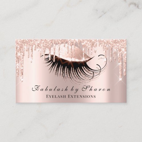 Makeup Artist Eyes Lashes Glitter Drips Rose VIP Business Card