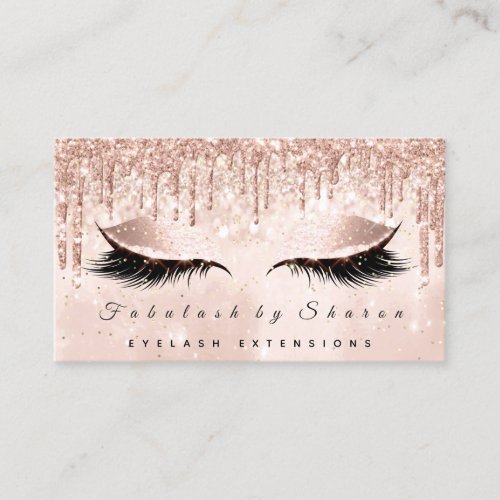 Makeup Artist Eyes Lashes Glitter Drips Rose White Business Card
