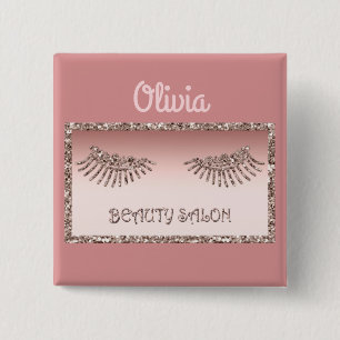Makeup Artist Eyes Lashes Glitter Drips Spark Beau Button