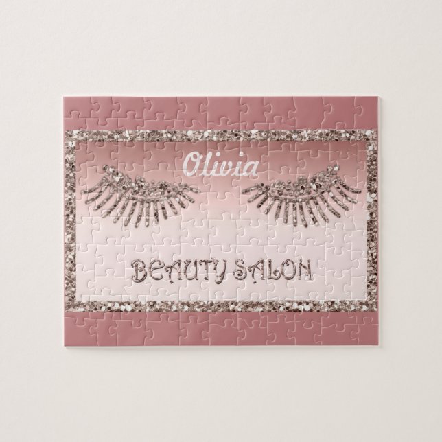 Makeup Artist Eyes Lashes Glitter Drips Spark Beau Jigsaw Puzzle (Horizontal)