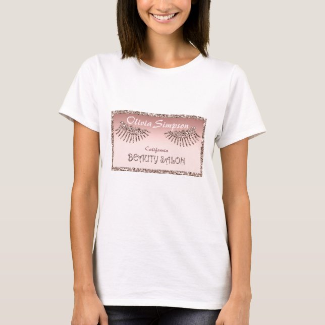 Makeup Artist Eyes Lashes Glitter Drips Spark Beau T-Shirt (Front)