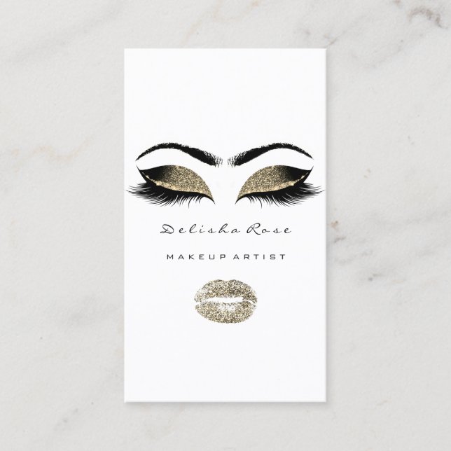 Makeup Artist Eyes Lashes Glitter Eyebrows Lips Business Card (Front)