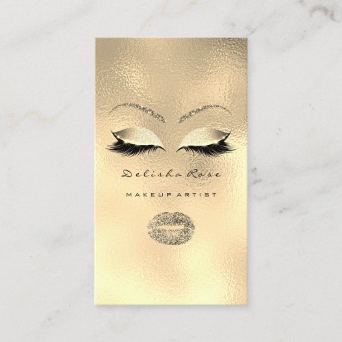 Makeup Artist Eyes Lashes Glitter Gold Sepia Lips Business Card