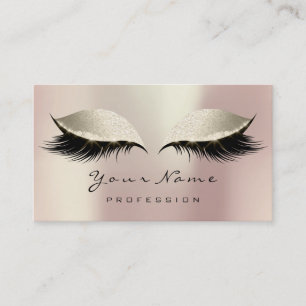 Makeup Artist Eyes Lashes Glitter Pink Ivory Cream Business Card