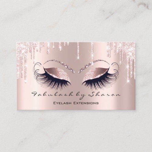 Makeup Artist Eyes Lashes Glitter Rose Drips Lux 1 Business Card