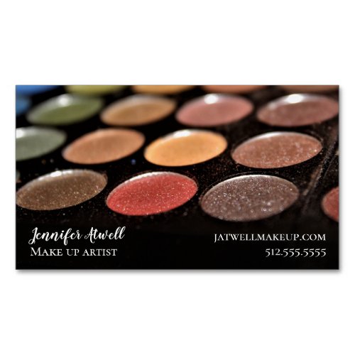 Makeup Artist Eyeshadow Palette Rainbow Glitter Business Card Magnet