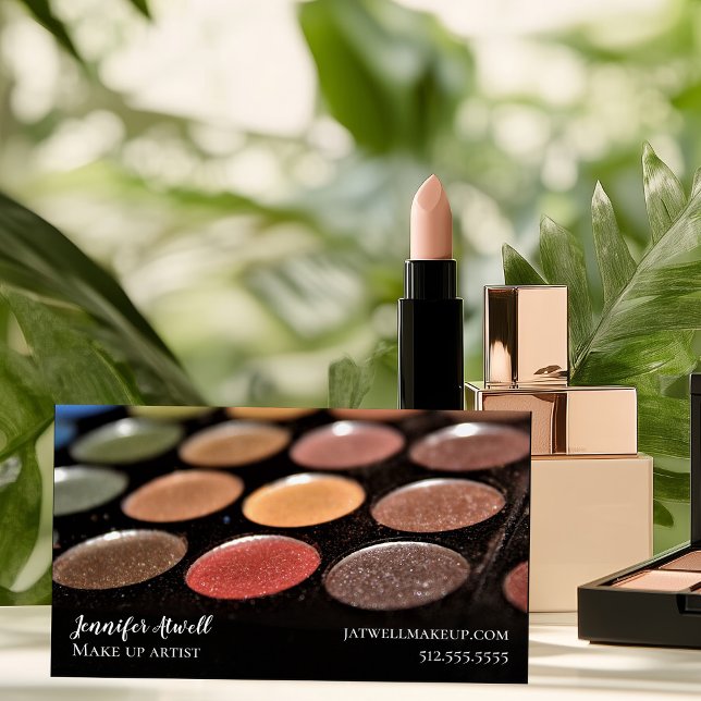 Makeup Artist Eyeshadow Palette Rainbow Glitter Business Card Magnet (Creator Uploaded)