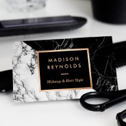 Makeup Artist Fashionable Mixed Black White Marble Business Card at Zazzle