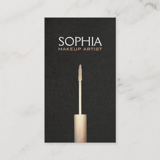 Makeup Artist Faux Gold Foil Mascara  Logo Business Card (Front)