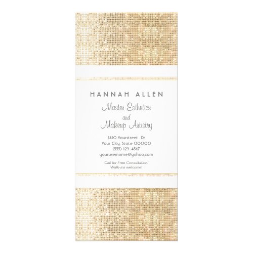 Makeup Artist Faux Gold Sequins Rack Card