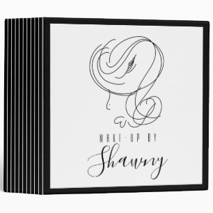 Makeup Artist Feminine Line Art Woman Hand Drawn 3 Ring Binder