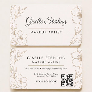 Makeup Artist Floral QR Code  Business Card
