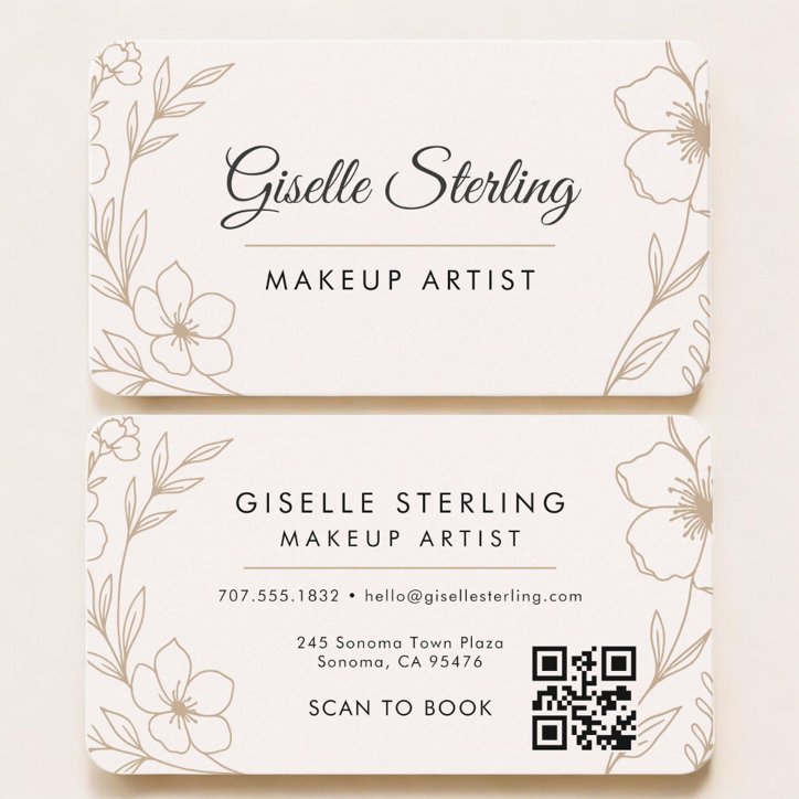 Makeup Artist Floral QR Code Business Card