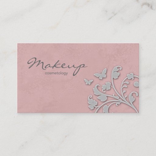Customizable Makeup Artist Flower Butterfly Pink 2 Business Card