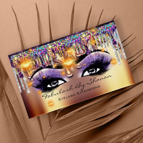 Makeup Artist Future Eyelash Gold Drips Holograph Business Card