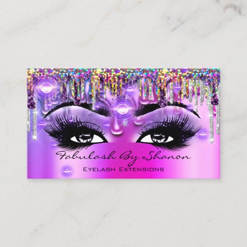 Makeup Artist Future Eyelash Pink Drips Holograph Business Card