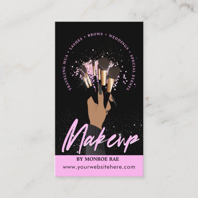 Makeup Artist Glam MUA Beauty Salon Logo Business  Business Card (Front)