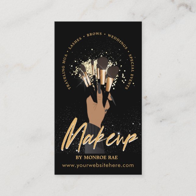 Makeup Artist Glam MUA Beauty Salon Logo Business  Card (Front)